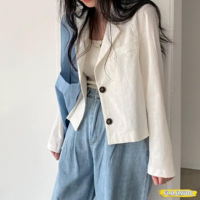 Blazer en coton et lin pour femme