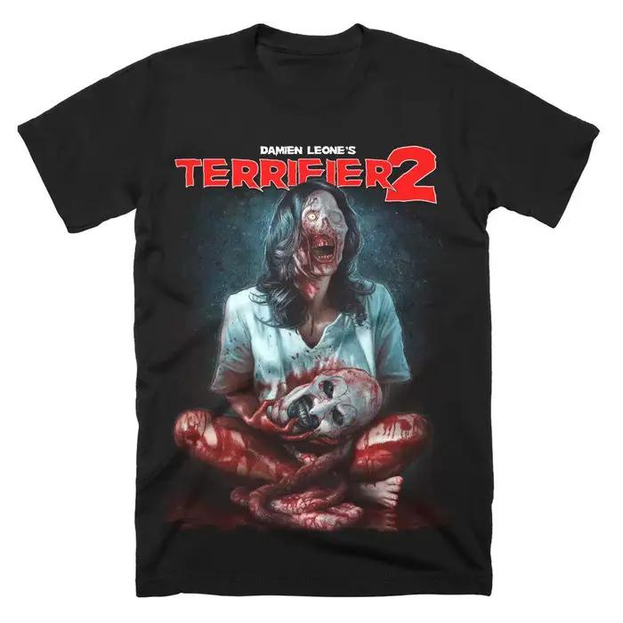 T-shirt Terrifier 2026 – Merch Halloween Film d'Horreur – Coton Noir Imprimé – Style Unisexe Luxe Haut de Gamme pour Hommes et Femmes
