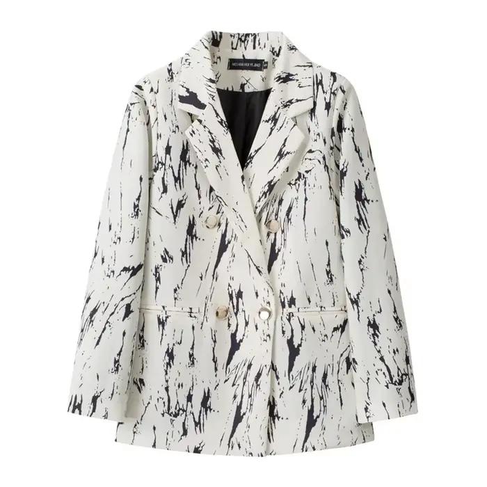 Veste de costume décontractée à carreaux pour femme