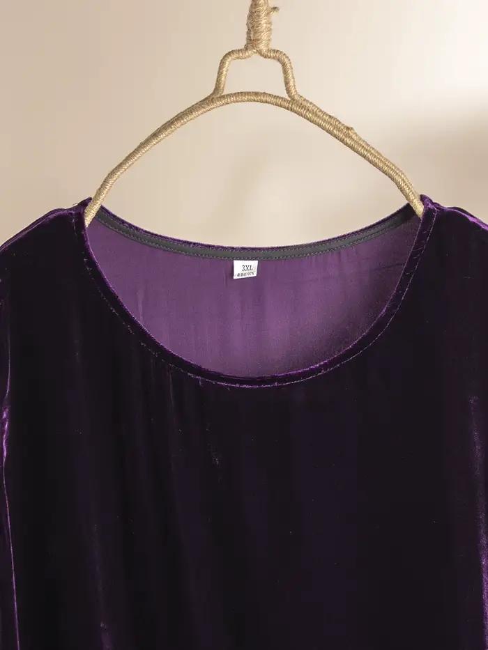 Robe gilet élégante en velours violet pour l'automne et l'hiver