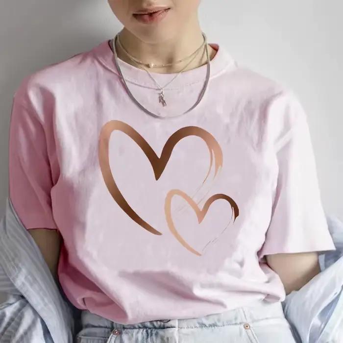 T-shirt imprimé cœur Kawaii pour femme