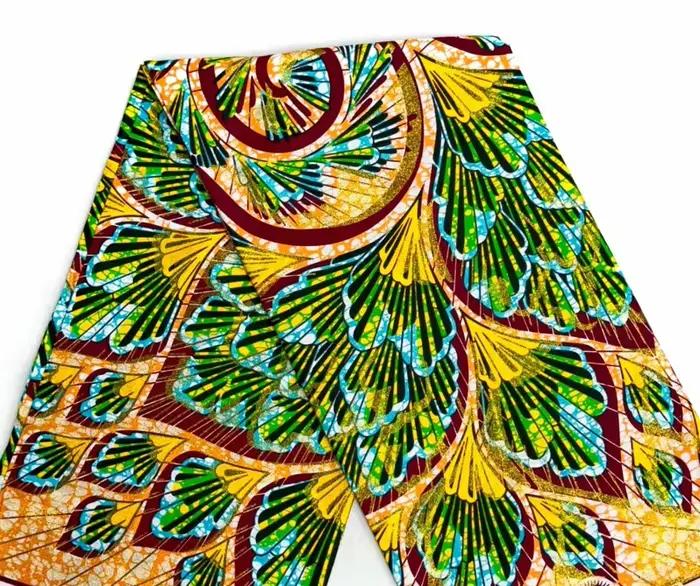 Nouveau Tissu Africain Grand Wax Doré Doux de Qualité Supérieure pour Femme