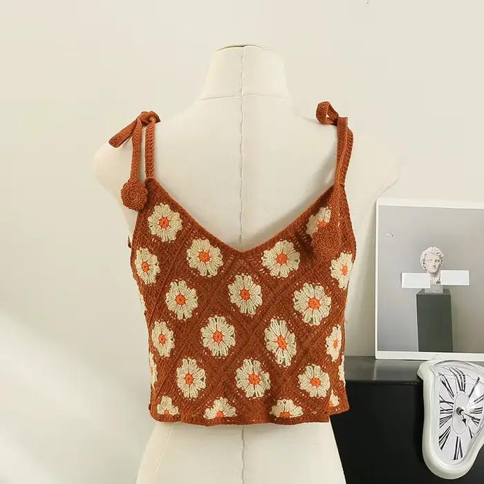 Haut court sans manches en Crochet pour femmes