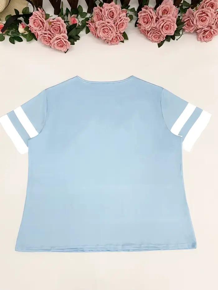 T-Shirt imprimé à rayures en forme de cœur pour femmes