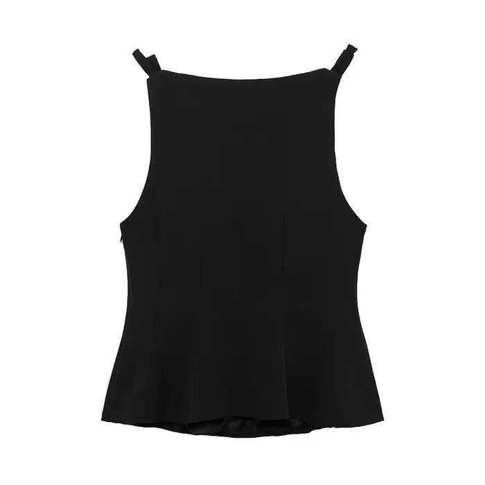 MUJER blanc noeud hauts sans manche pour femmes noir épaules nues haut femme printemps décontracté débardeurs