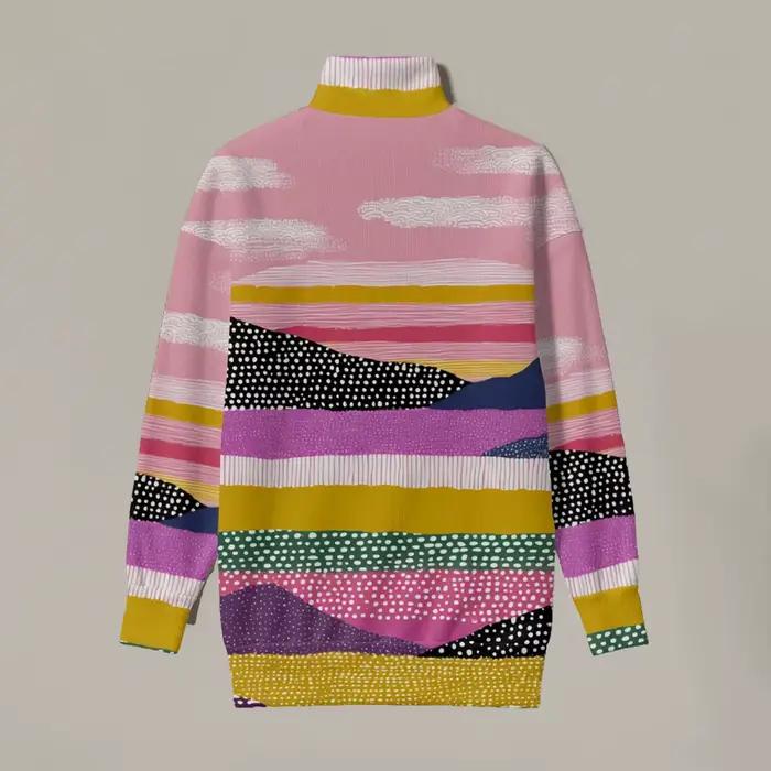 Sweatshirt à col roulé imprimé géométrique abstrait pour hommes style chic et streetwear automne hiver occasions quotidiennes et évènements