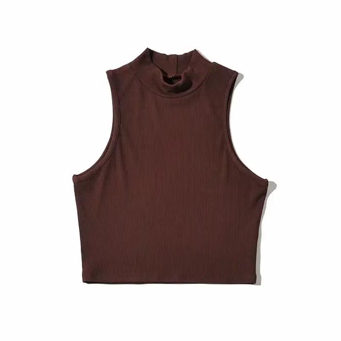 Été noir femmes mode haut court col