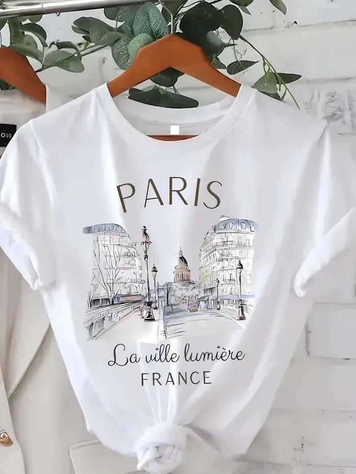 Années 90 T-shirt Paris Femmes Imprimé