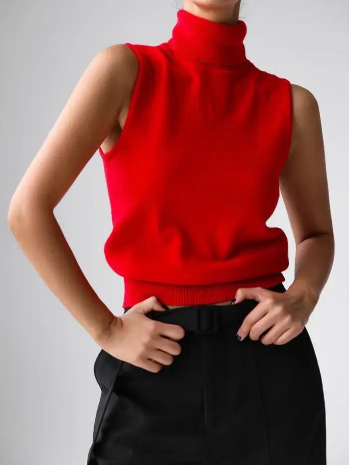 Débardeur col roulé de Blubelle en polyester, nylon et viscose pour femmes d'âge moyen, style bureau, coupe ajustée, tissu doux et extensible pour toutes les occasions