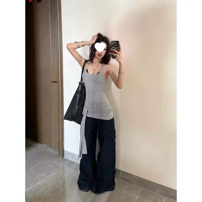 Gilet de travail gris pour femme