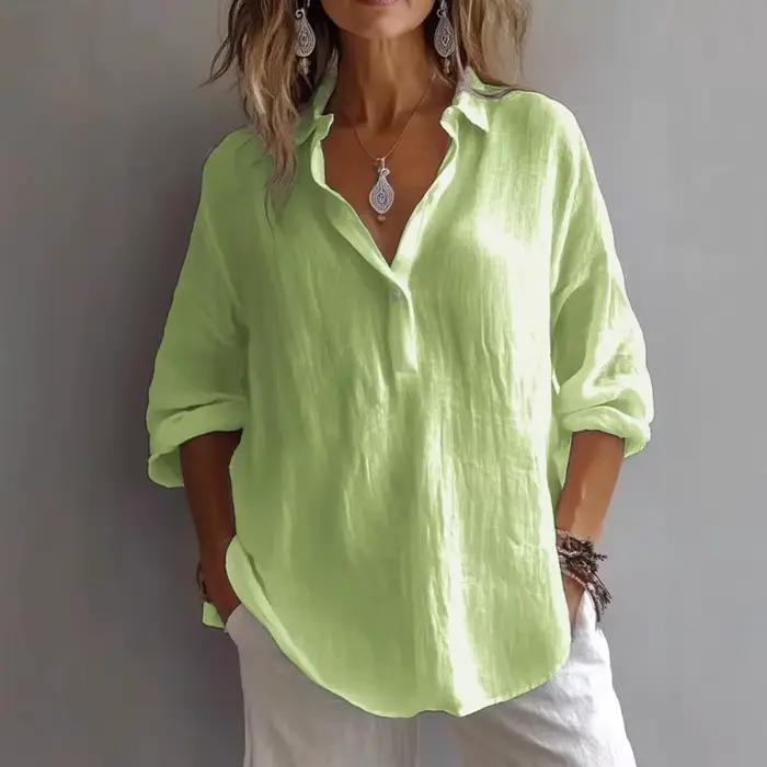 Chemisier en coton et lin pour femme