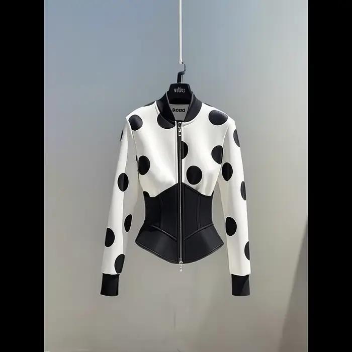 Sweat-shirt blanc à pois