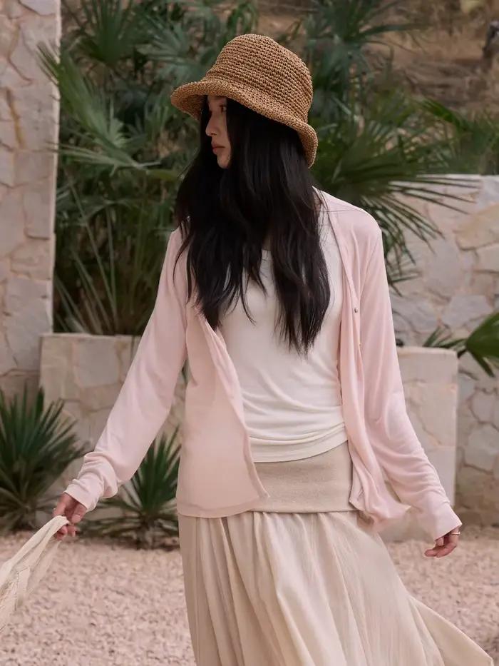 Cardigans fins en laine mélangée tricotée pour femme