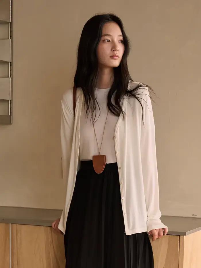 Cardigans fins en laine mélangée tricotée pour femme