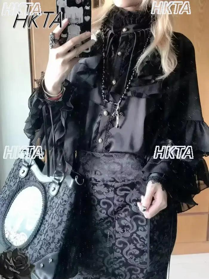 Chemise à manches chauve-souris en polyester et coton avec volants pour femmes, élégante et polyvalente pour diverses occasions