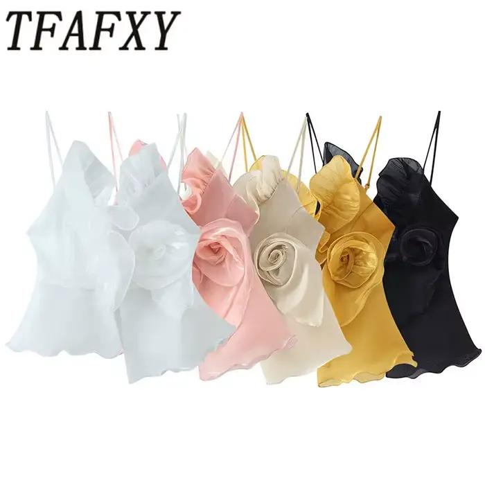 TFAFXY 2026 Nouvelle Collection Été Femme – Débardeur Court à Fleurs