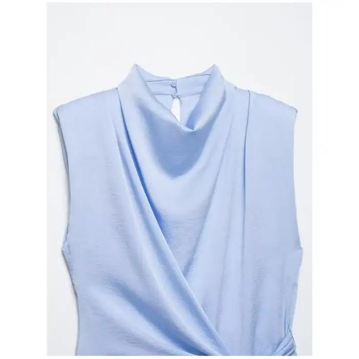Haut en satin pour femme avec nœud