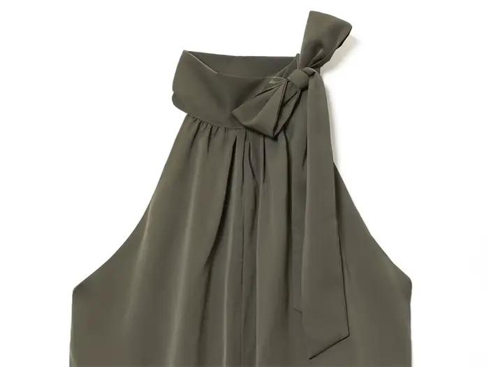 Haut licou à nœud en polyester pour femmes style high street occassions spéciales et vacances