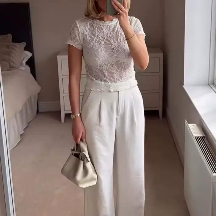 Nouveau haut court en dentelle tendance