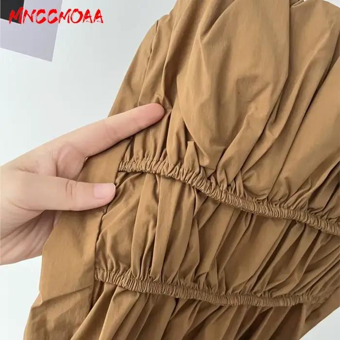 Haut de pyjama marron froncé pour femme – Blouse décontractée sans manches en coton pour l'été