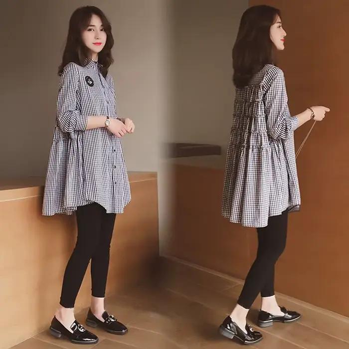 Mode revers épissé plis chemises à carreaux irrégulières vêtements féminins 2025 printemps nouveaux hauts décontractés amples chemisiers asymétriques