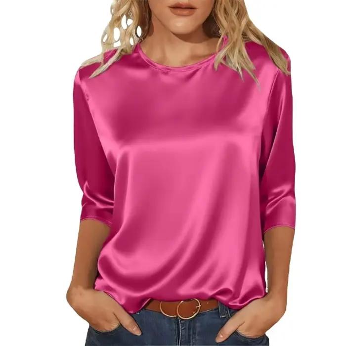 Chemisier en satin de soie imitation léger et doux pour femmes style classique occassions printemps automne