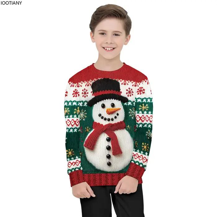 Haut imprimé père Noël et bonhomme de neige unisexe