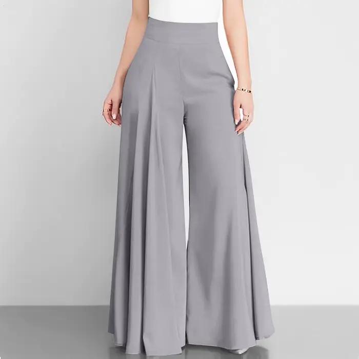 Pantalon large taille haute élégant et décontracté pour femme