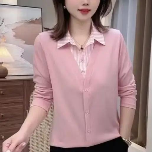 Fausse chemise deux pièces à manches longues pour femmes