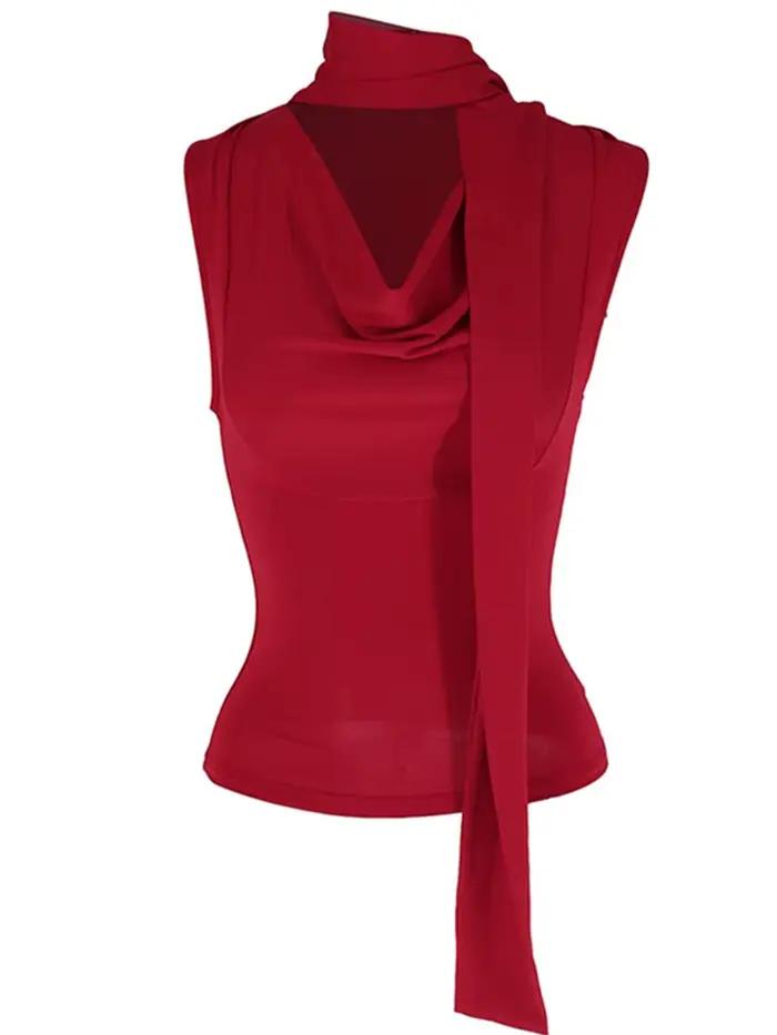 Haut bandage Reachshore pour femme, streetwear élégant, drap fin polyester, élasthanne, rubans, décontracté, occassions spéciales été
