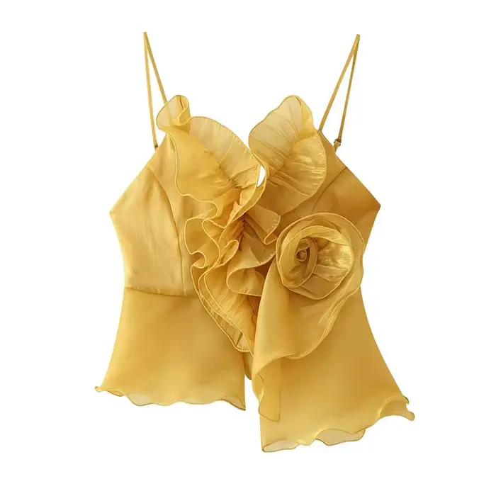 TFAFXY 2026 Nouvelle Collection Été Femme – Débardeur Court à Fleurs