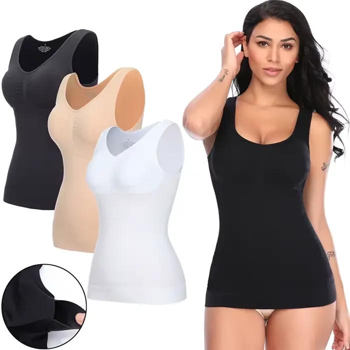 Débardeur femme soutien-gorge intégré décontracté noir blanc beige yoga shopping occasionnelle nocturne sport hauts sans manches Polyester Elasthanne