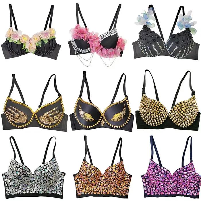 Noir culture hauts Floral diamant perle gland débardeurs 2025 été nouveau Y2K fête Club mariage haute rue Sexy femmes vêtements