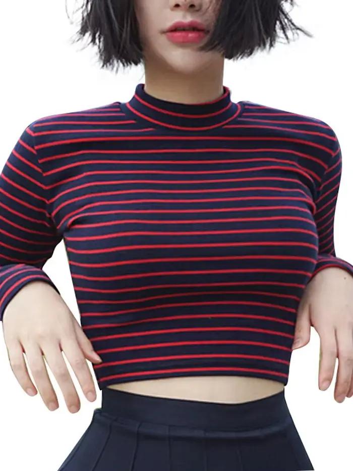 Bustier court à rayures classiques pour femmes