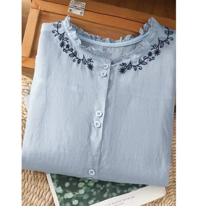Chemise polyester fleuri confortable pour femmes grandes tailles ajustement ample motif floral junior printemps été