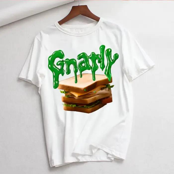 T-shirt Gnarly pour femmes été à manches courtes mode impression dessin animé confortable et durable pour occassions estivales et cadeaux personnalisés