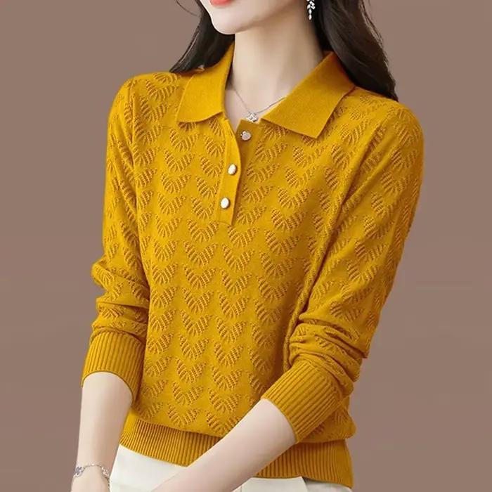 Pull tricoté à col en v pour femme