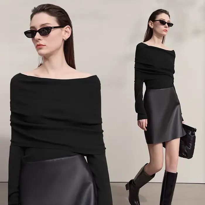 AMII femmes pull 2025 automne nouveau noël minimaliste mince haut tricoté