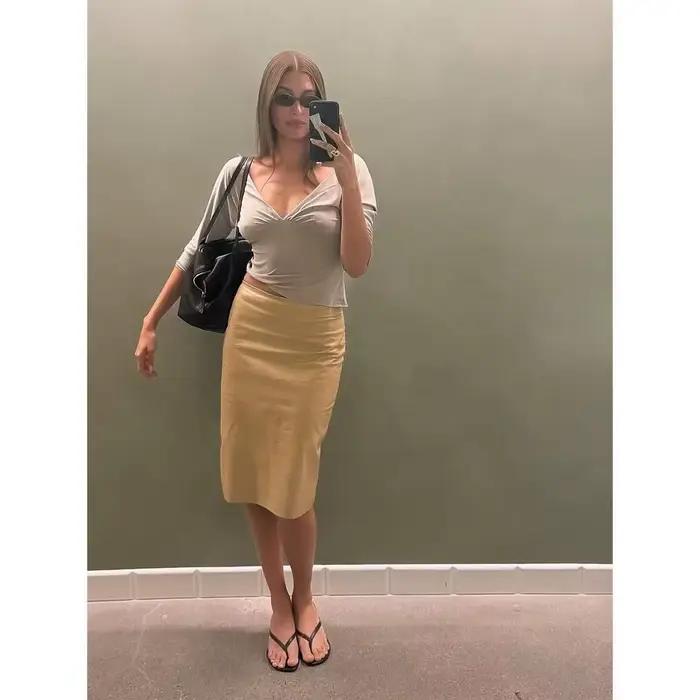 Haut pour femme avec col en V manches mi-longues ajusté et cintré à la taille style français Jean New polyvalent pour femmes ocassions spéciales