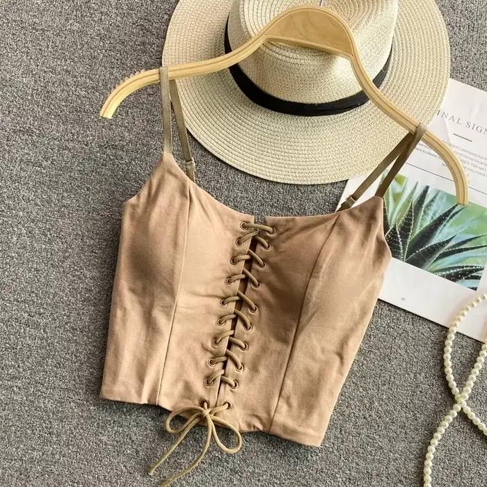 Debardeur-Soutien-gorge à bretelles spaghetti pour femmes