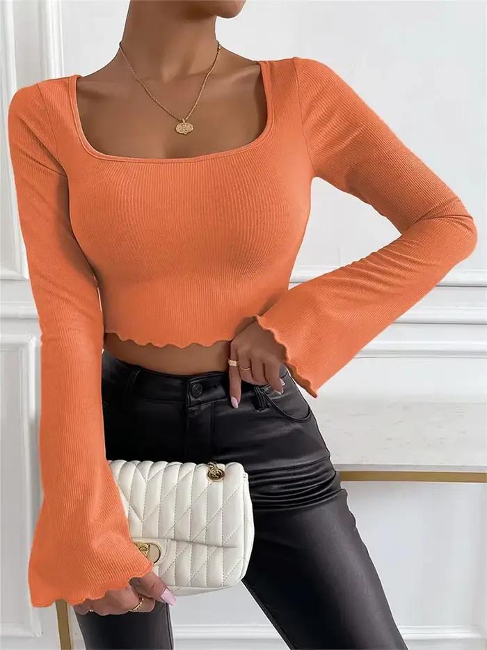 T-shirt Chic à Manches sulfÉvasées pour Femme