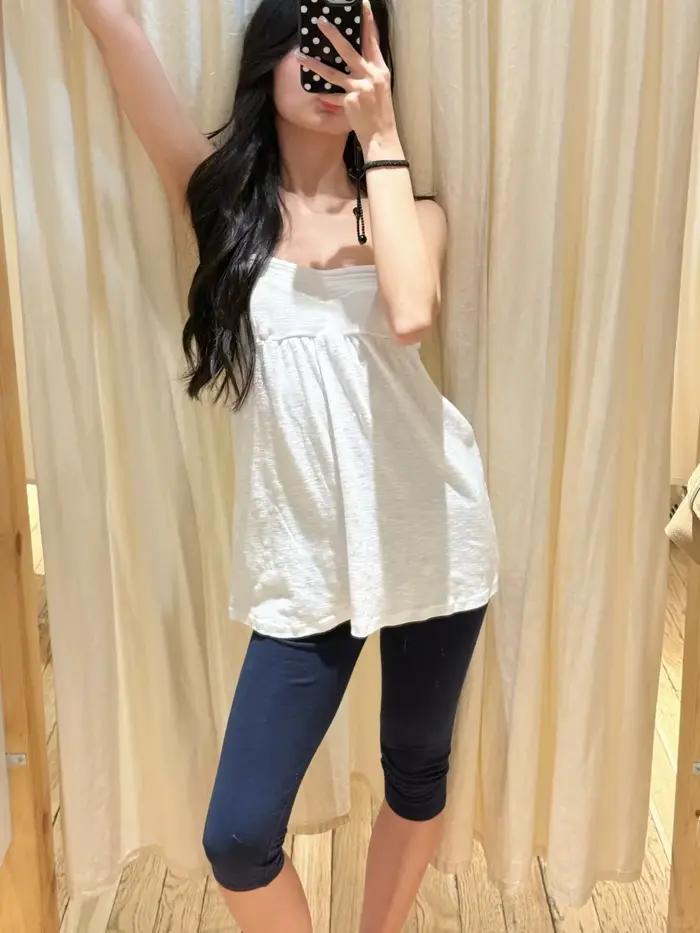 Débardeurs longs en coton blanc pour femmes