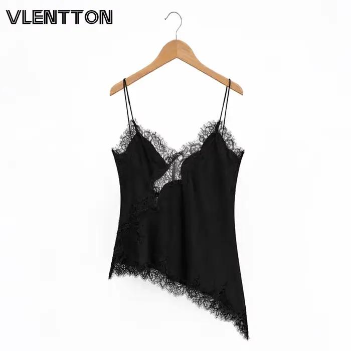 Camisole en satin et dentelle pour femme