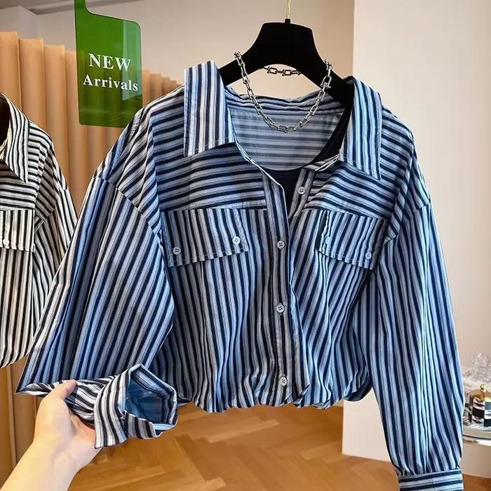 Chemise rayée épissée, nouveau Style de la forêt