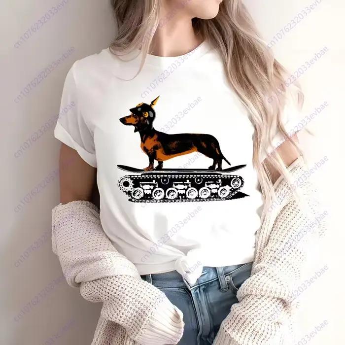 Teckel teckel drôle mignon chien Animal T-Shirt femmes à manches courtes mode d'été T-Shirt décontracté mode T-Shirt col rond hauts