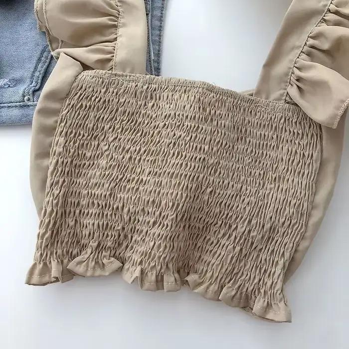 Ulzzang-Camis courts à volants pour femmes