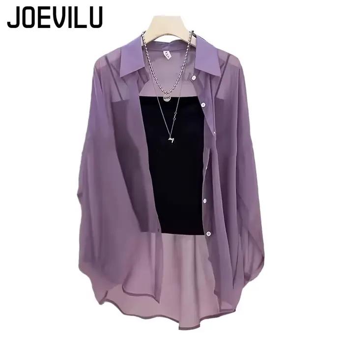 Chemise en mousseline de soie transparente pour femmes