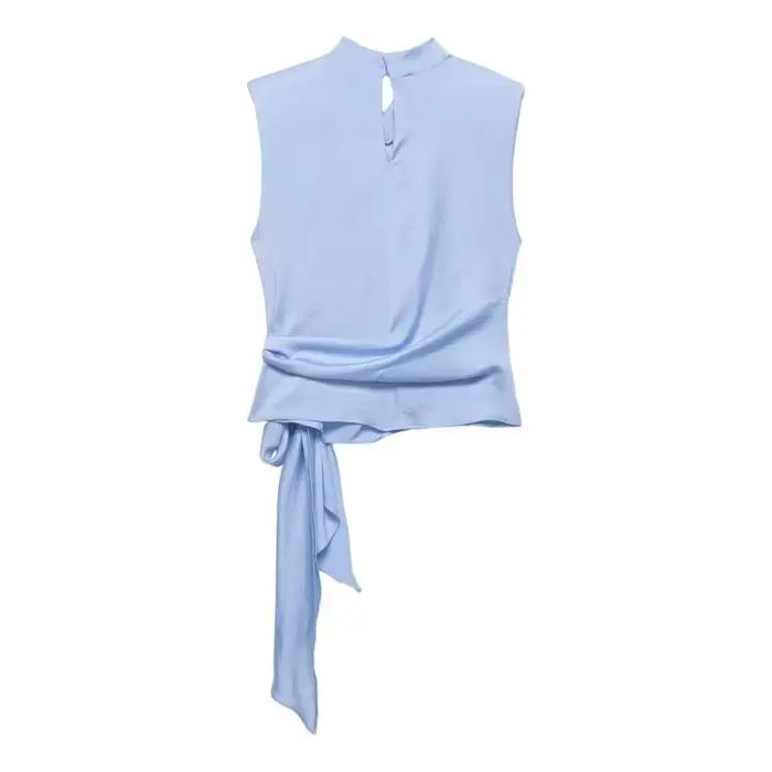 Haut en satin pour femme avec nœud