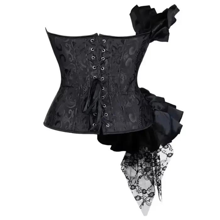 Corset en brocart noir pour femme