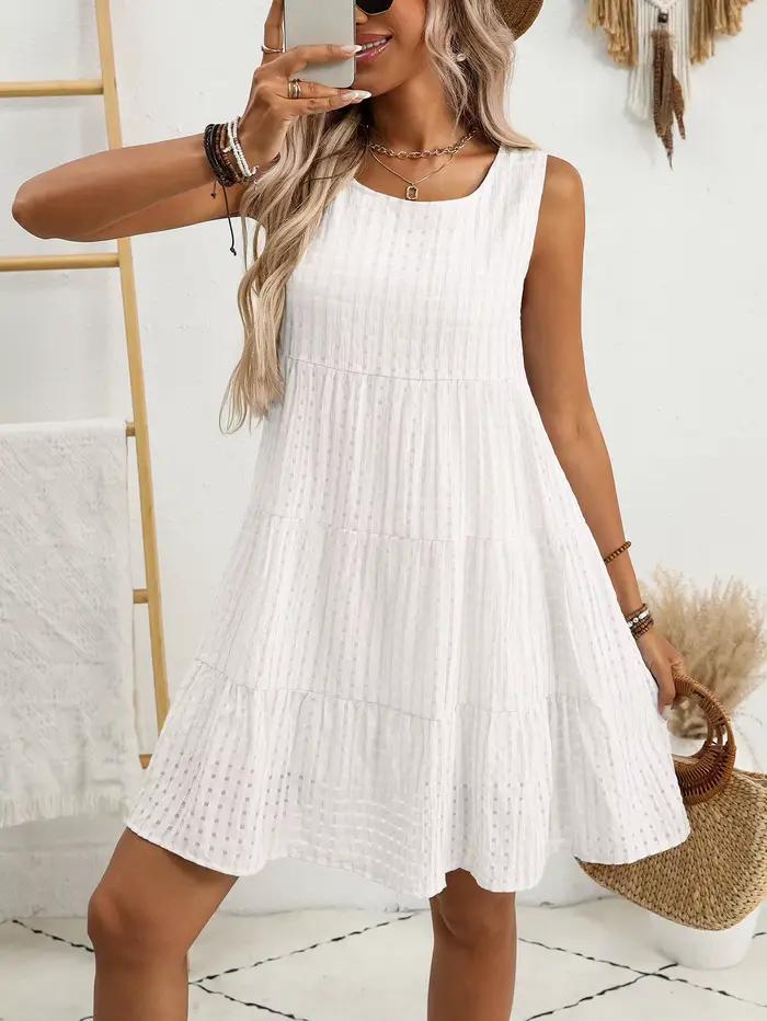Robe débardeur ajourée unie décontractée pour femme style bohème printemps été pauses déjeuners occasions spéciales